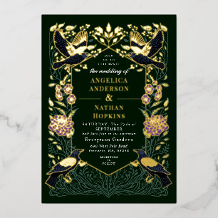 Invitation En Aluminium Mariage Snapdragon violet corbeau gothique enchant