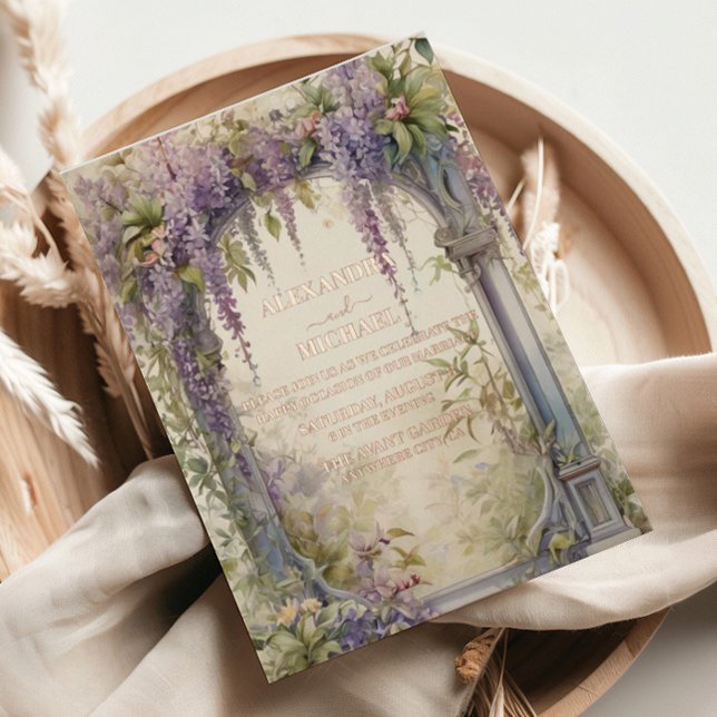 Invitation En Aluminium Mariage sous une arche romantique de glycine (Créateur téléchargé)