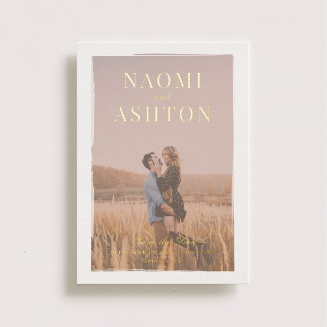 Invitation En Aluminium Mariage superposé brossé Enregistrer la date Real  (Créateur téléchargé)