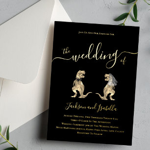 Invitation En Aluminium Mariage sur le thème des dinosaures Noir et Or