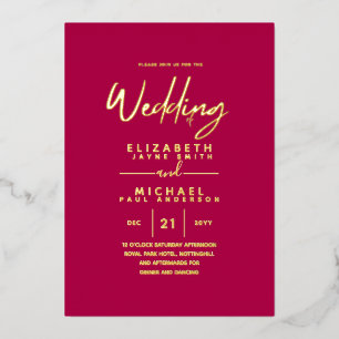 Invitation En Aluminium MARIAGE tout-en-1 moderne à la confiture de frambo