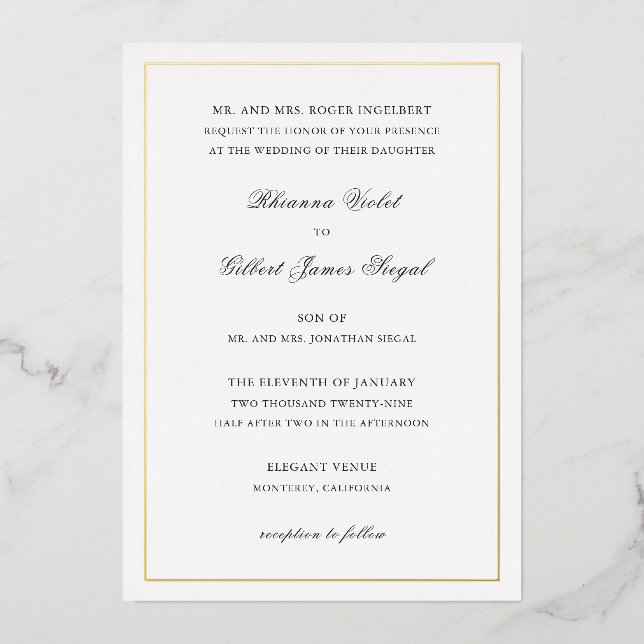 Invitation En Aluminium Mariage traditionnel de Rhianna (Recto)