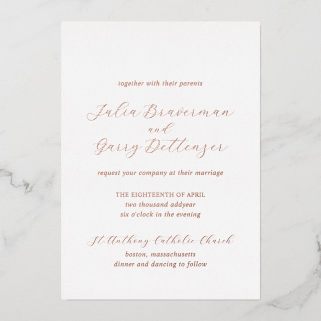 Invitation En Aluminium Mariage traditionnel élégant (Recto)