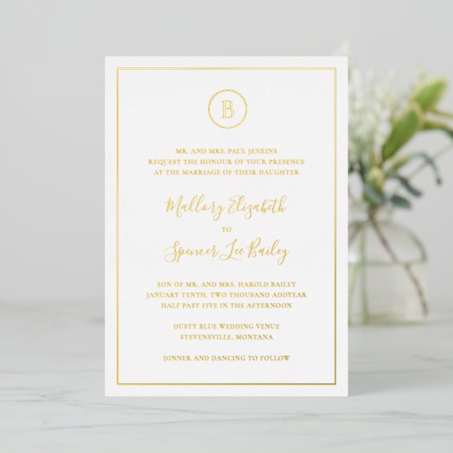 Invitation En Aluminium Mariage traditionnel élégant (Debout devant)