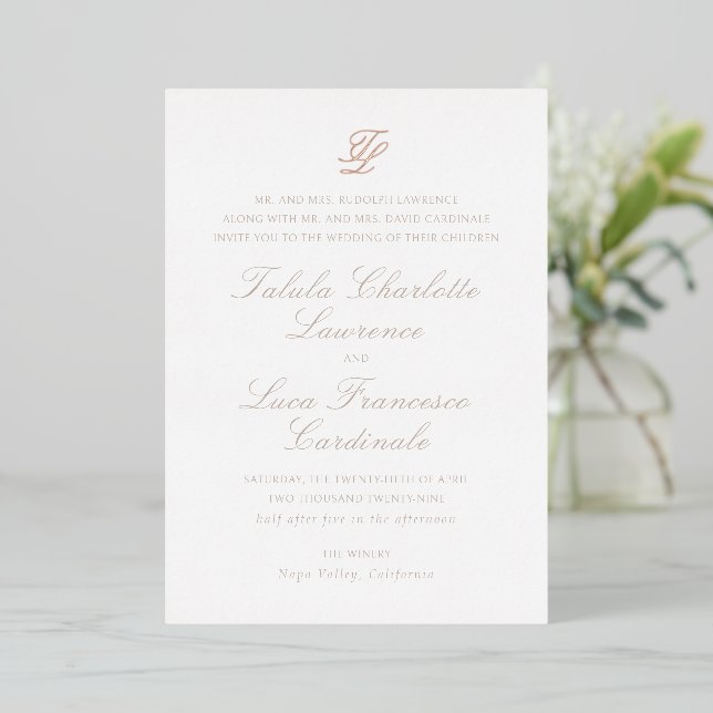 Invitation En Aluminium Mariage traditionnel élégant (Debout devant)