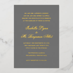 Invitation En Aluminium Mariage traditionnel gris formel élégant