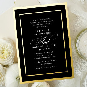 Invitation En Aluminium Mariage traditionnel noir et blanc
