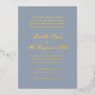Invitation En Aluminium Mariage traditionnel or Dusty bleu