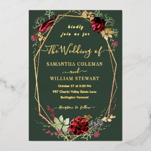 Invitation En Aluminium Mariage vert du Fleur sauvage Boho géométrique Rus