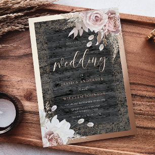 Invitation En Aluminium Mariage Vintage Blush Rustique Or Rose