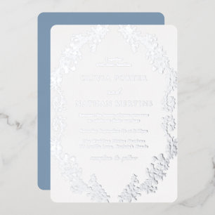 Invitation En Aluminium Mariage vintage de couronnes florales argentées