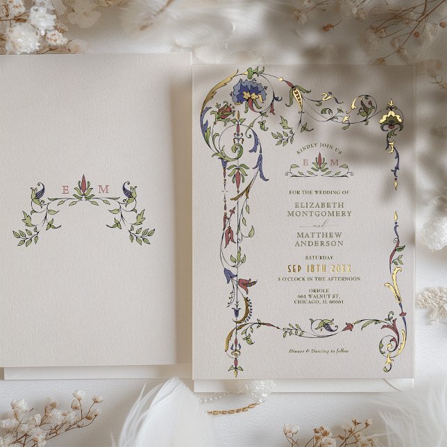 Invitation En Aluminium Mariage vintage de fleurs victoriennes (Créateur téléchargé)
