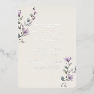 Invitation En Aluminium mariage vintage de script floral aquarelle