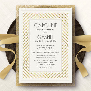 Invitation En Aluminium Mariage Vintage Glam Gatsby Art Déco des Années 20