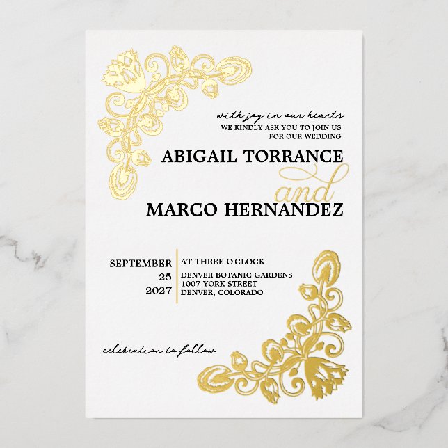 Invitation En Aluminium Mariage vintage Gold (Recto)