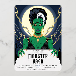Invitation En Aluminium Mariée d'Halloween de Frankenstein Monster Bash