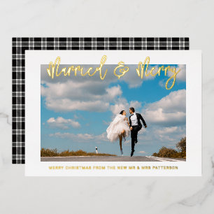 Invitation En Aluminium Mariés & Joyeux Mariage M. & Mme Premier Noël