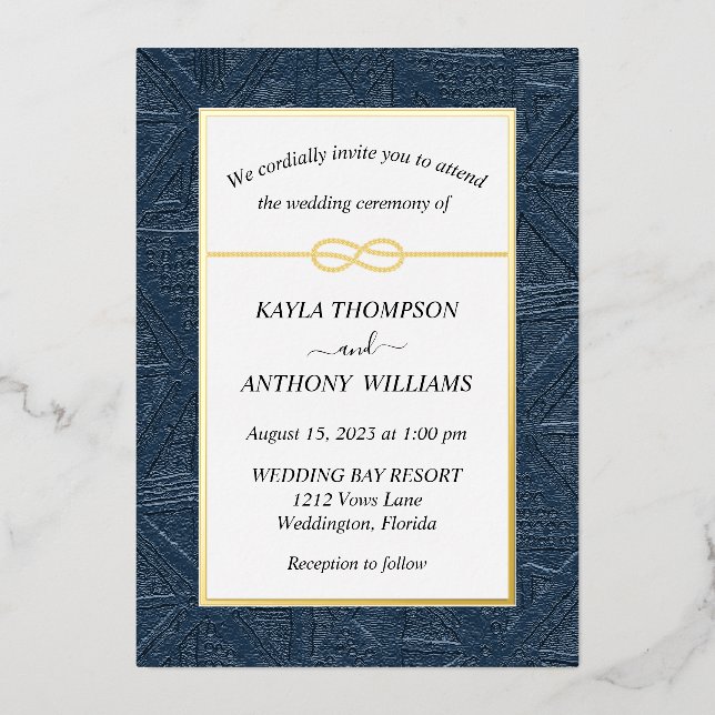 Invitation En Aluminium Marine Bleue Africaine Tribal Tout en un (Recto)