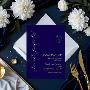 Invitation En Aluminium Marine Blue & Gold Foil 30e anniversaire Invitatio