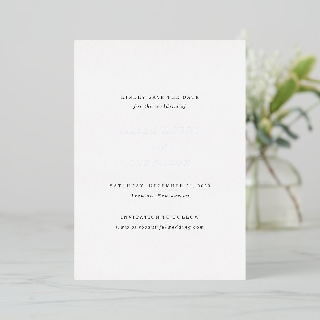 Invitation En Aluminium Marla Classic Wedding Enregistrer la date (Debout devant)