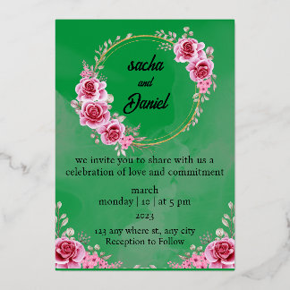 Invitation En Aluminium Maroon rustique Mariage d'hiver Floral Foil Invita
