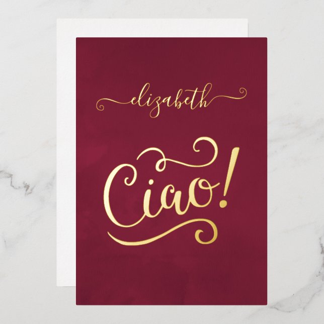 Invitation En Aluminium Marsala et Gold Vin italien Fête des mariées (Recto/Verso)