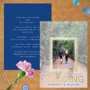 Invitation En Aluminium Marseille Bleu Mariage photo minimaliste moderne