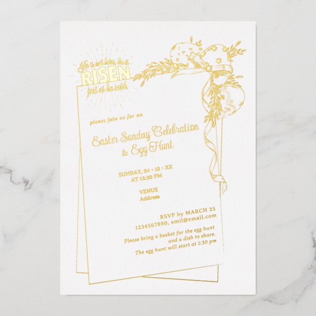 Invitation En Aluminium Matthieu 28:6 Il Est Ressuscité Des Oeufs Religieu (Recto)