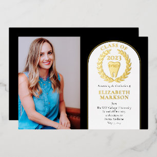 Invitation En Aluminium Médecine Dentaire Photo Diplômé Or