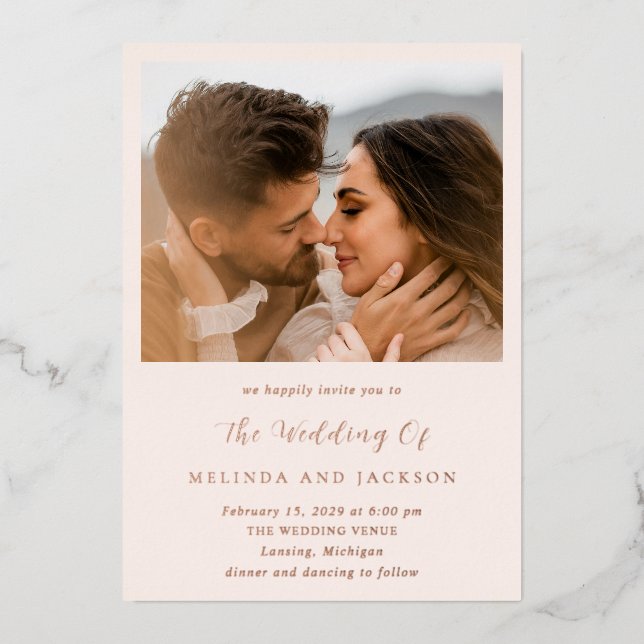 Invitation En Aluminium Melinda Mariage moderne (Recto)