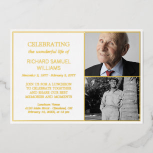 Invitation En Aluminium Mémorial de la Vie en or blanc 2 photos