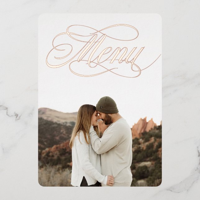 Invitation En Aluminium Menu d'invitation en feuille véritable avec photo  (Recto)