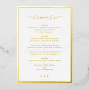 Invitation En Aluminium Menu Mariage de cadre Gold Foil de calligraphie of
