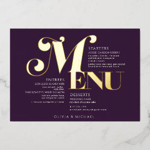 Invitation En Aluminium Menu Mariage Vintage Gold Plum