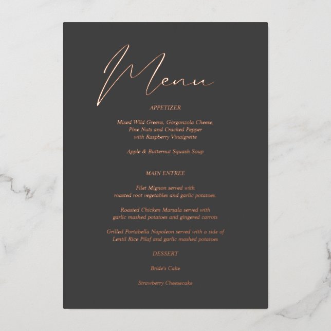 Invitation En Aluminium Menu Moderne Chic Foil Grey (Recto)