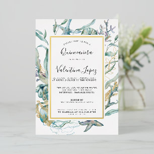 Invitation En Aluminium Mer tropicale sous-marine Botanique Quinceanera