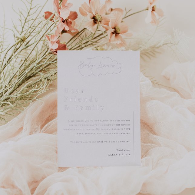 Invitation En Aluminium Merci de Baby shower minimaliste moderne (Créateur téléchargé)