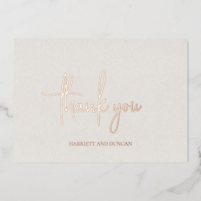 Invitation En Aluminium Merci de mariage élégant, beige neutre et intempor (Recto)