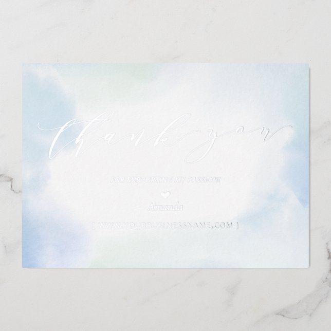 Invitation En Aluminium Merci du logo Silver Business (Recto)