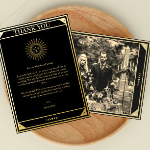 Invitation En Aluminium Merci Élégant de Tarot Black Gold Foil Photo