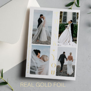 Invitation En Aluminium Merci mariage 4 photo typographie moderne or