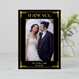 Invitation En Aluminium Merci Mariage Art déco Real Gold Foil