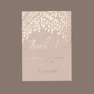Invitation En Aluminium Merci Mariage Feuille d'or