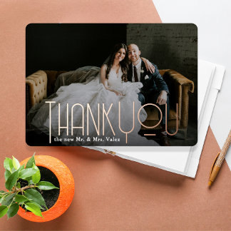 Invitation En Aluminium Merci Mariage Photo Real Foil Headline Foil In