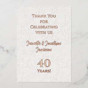 Invitation En Aluminium Merci Note Tout Anniversaire Mariage Rose Or
