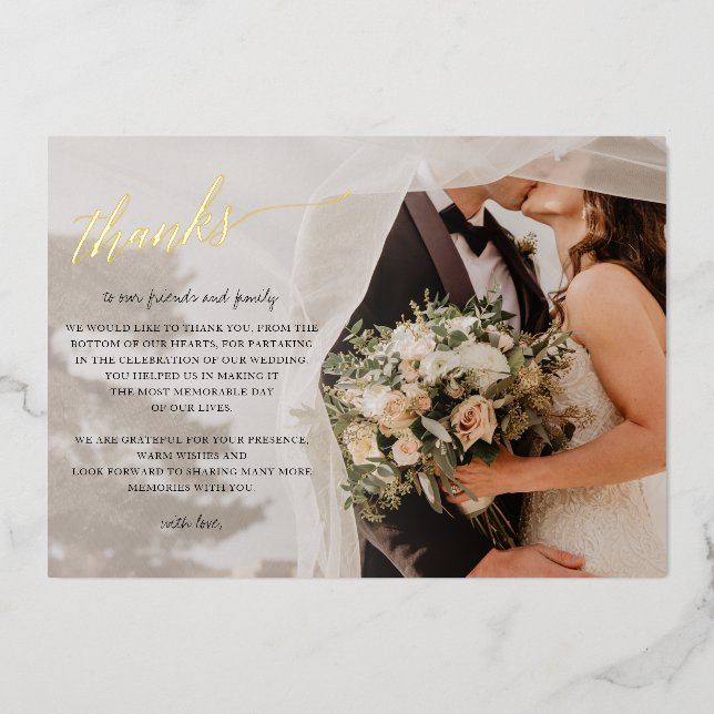 Invitation En Aluminium Merci photo manuscrit élégant Script (Recto)