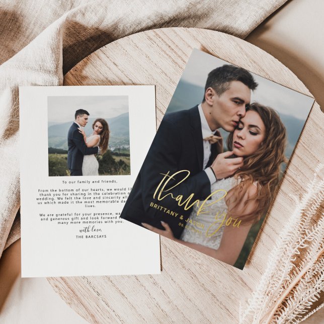 Invitation En Aluminium Merci photo Mariage de script lettres main (Créateur téléchargé)