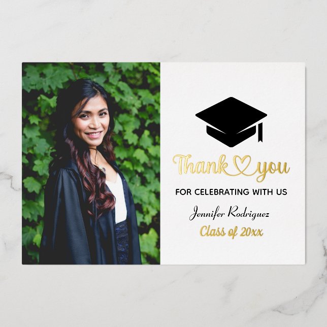 Invitation En Aluminium Merci photo personnalisé Graduation Cap Grad (Recto)
