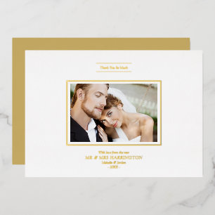 Invitation En Aluminium Merci Real Golden Chic Newlyweds Mariage photo