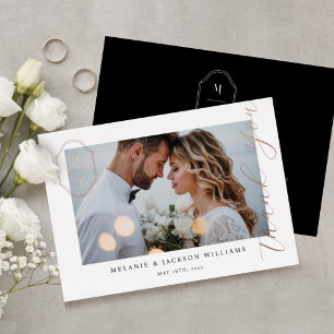 Invitation En Aluminium Merci Script personnalisé Monogramme Mariage photo